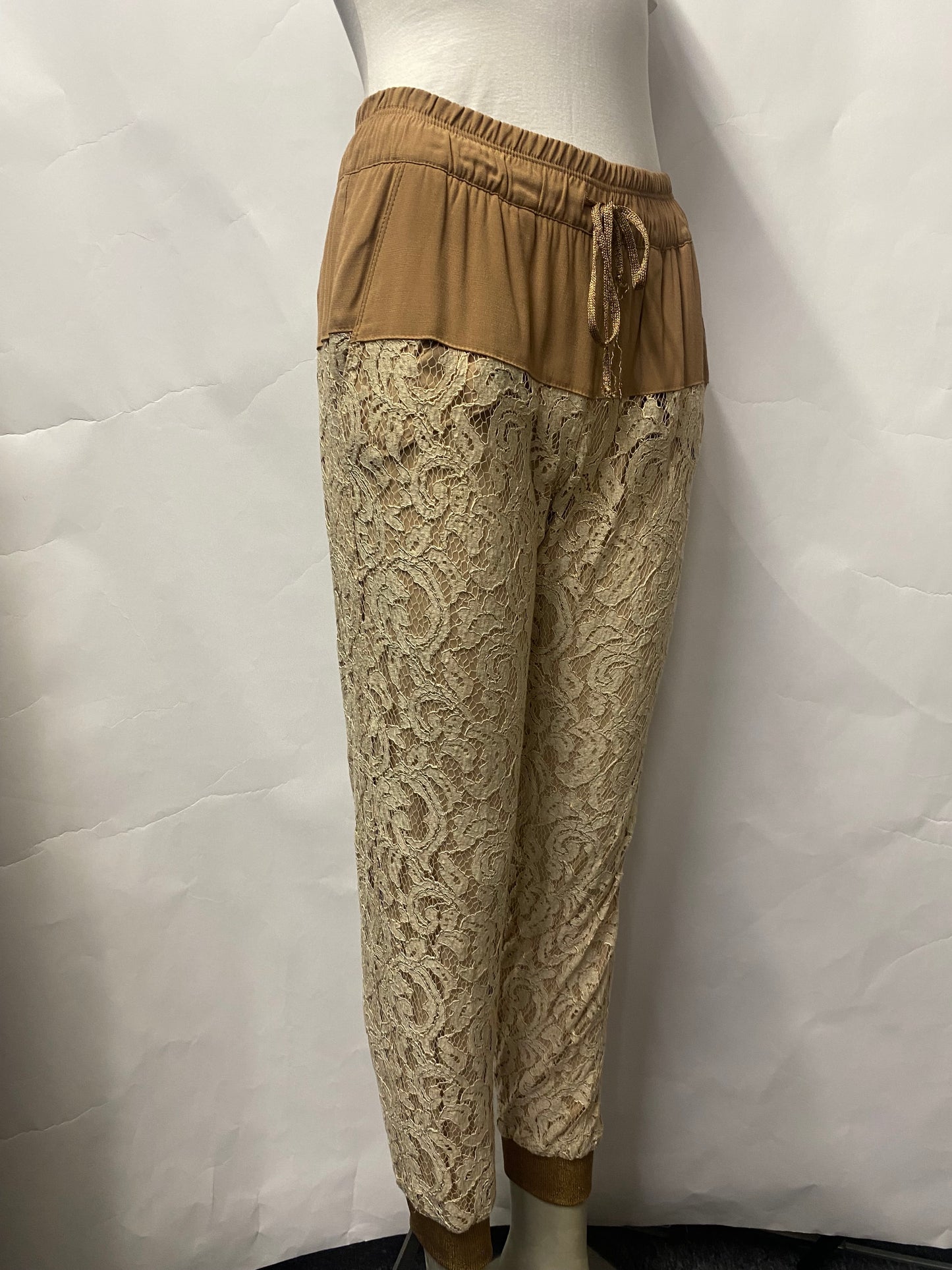 Atos Lombardini Brown Lace Jogger Trousers Size IT 40/8 BNWT