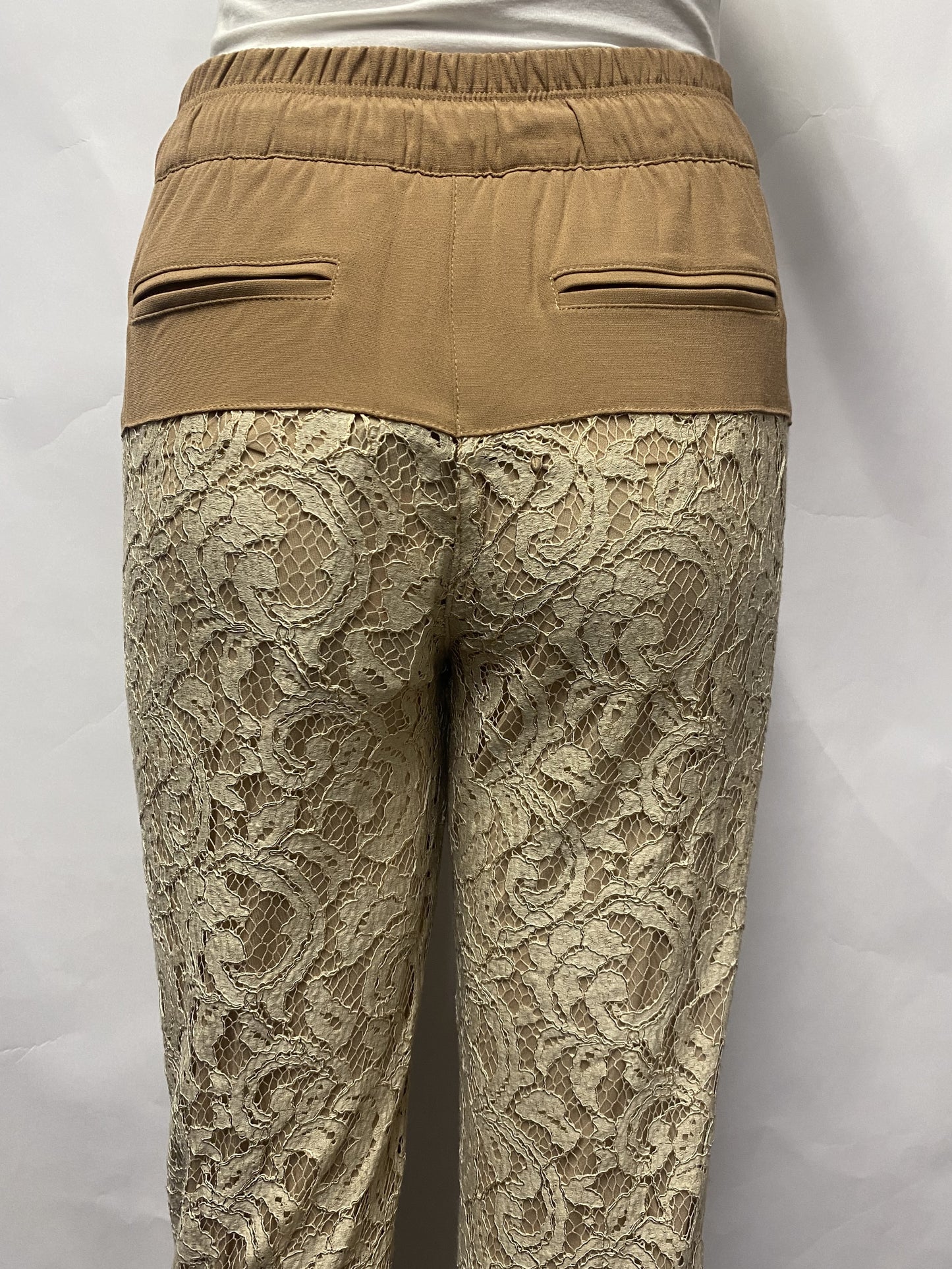 Atos Lombardini Brown Lace Jogger Trousers Size IT 40/8 BNWT