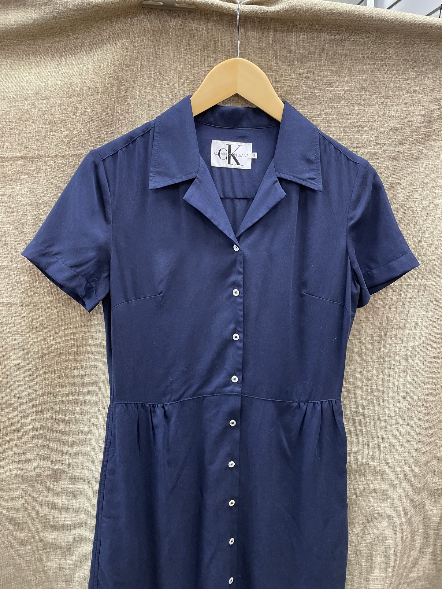 Calvin Klein CK Jeans Navy Blue Short Sleeve Shirt Dress Small