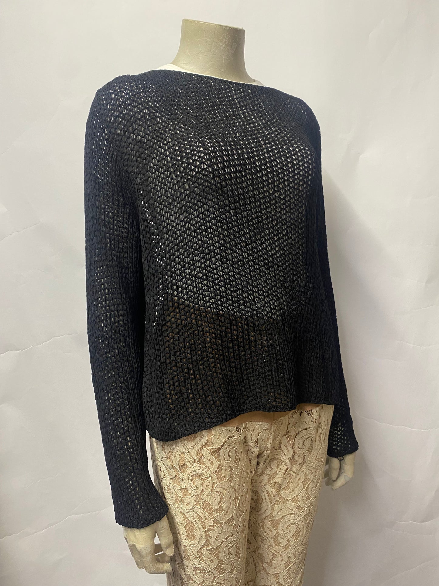 Annette Gortz Black Crochet Jumper Small