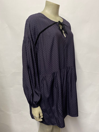 & Other Stories Navy Polka Textured Tunic Dress 8