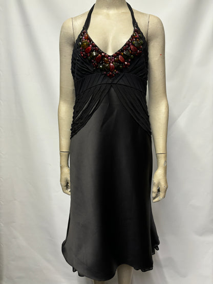 Karen Millen Black Halterneck Beaded Dress Size 12