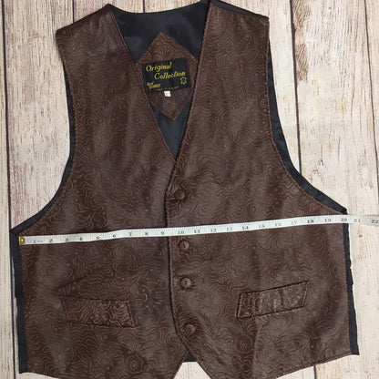 Original Collection Made in England Brown Real Leather Waistcoat Size L