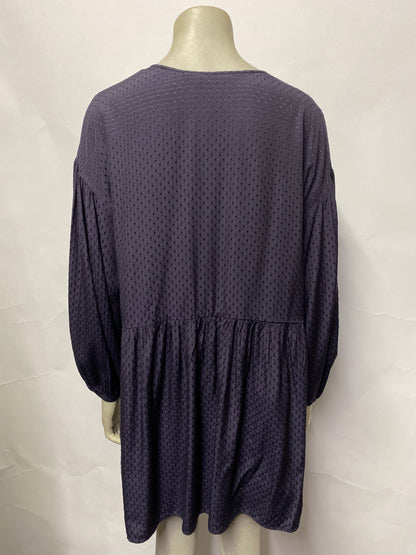 & Other Stories Navy Polka Textured Tunic Dress 8