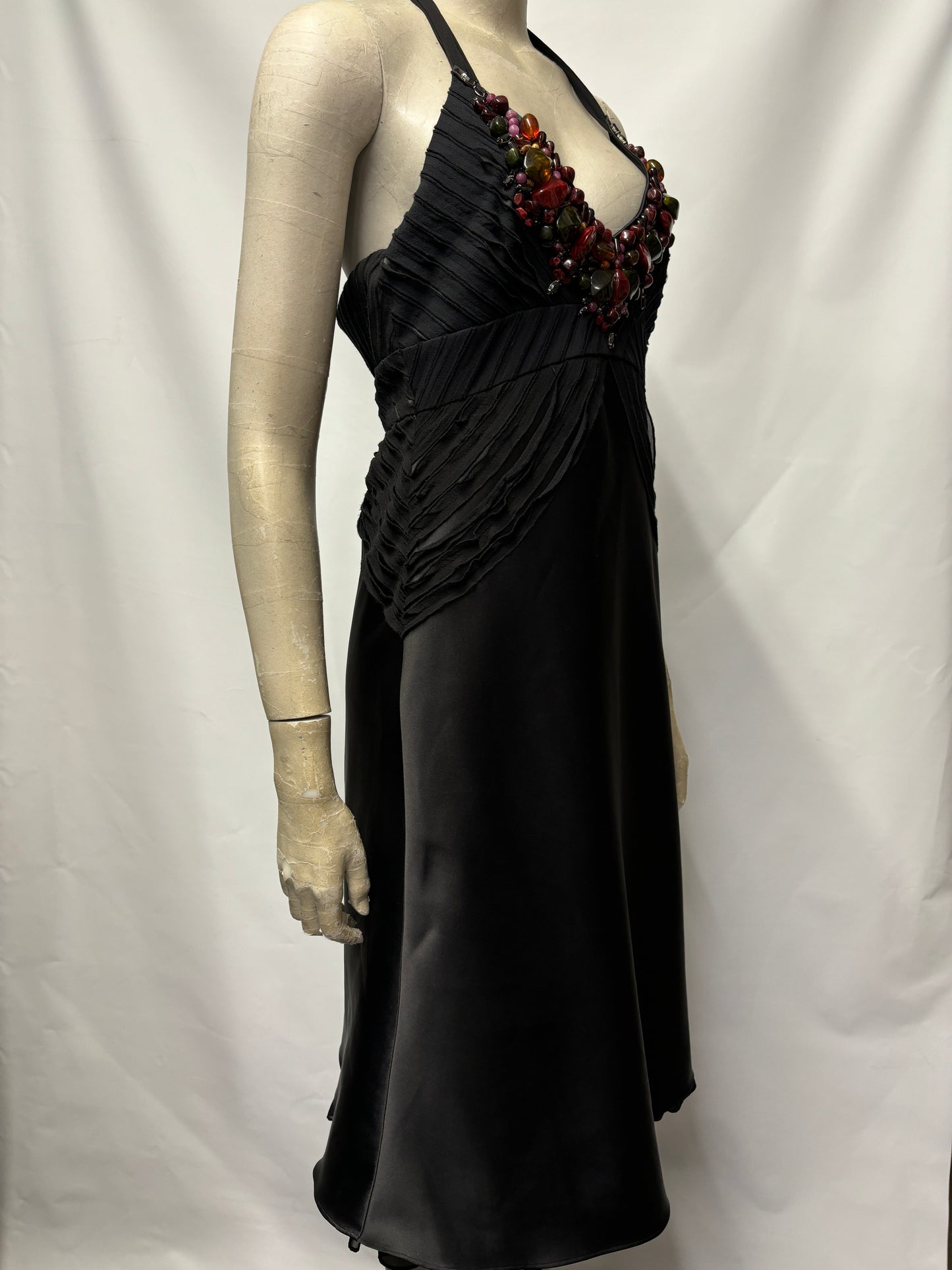 Karen Millen Black Halterneck Beaded Dress Size 12