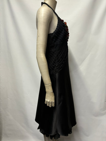 Karen Millen Black Halterneck Beaded Dress Size 12