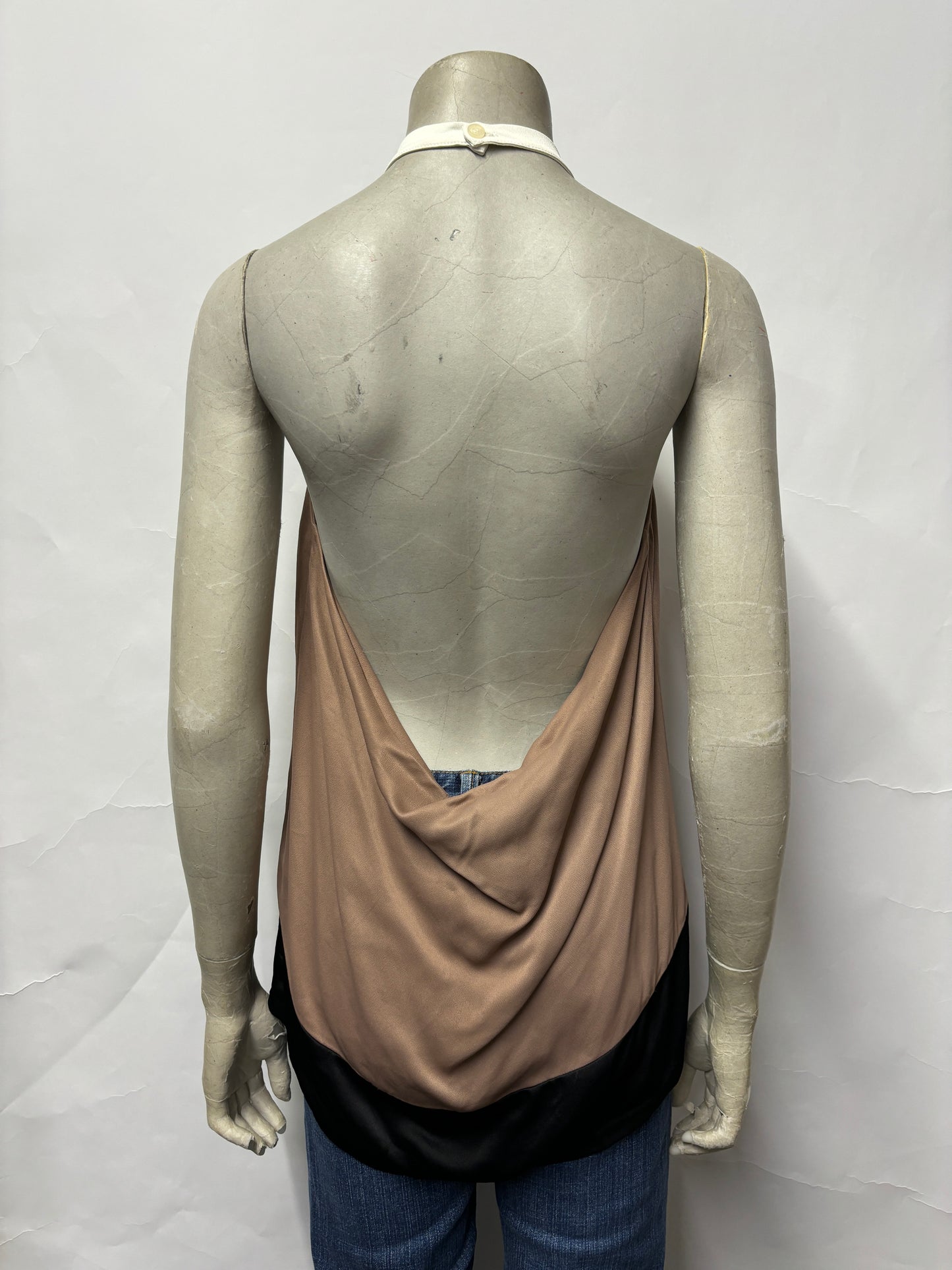 Reiss Brown and Black Satin Halterneck Backless Top 12