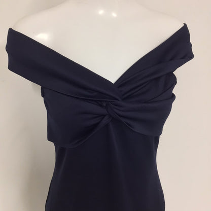 BNWT Coast Navy Blue Twist Bardot Neckline Ponte Dress RRP £85 Size 10