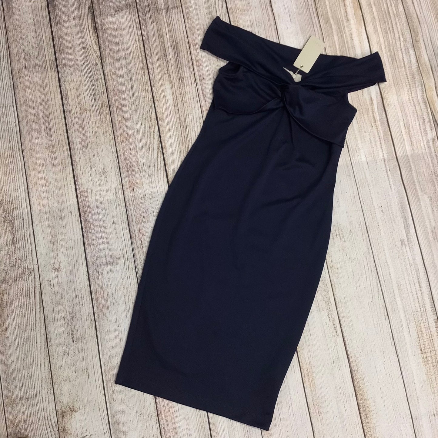 BNWT Coast Navy Blue Twist Bardot Neckline Ponte Dress RRP £85 Size 10