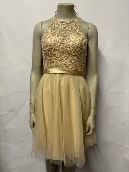 Morilee Madeline Gardner Gold and Beige Halterneck Occasion Dress 6