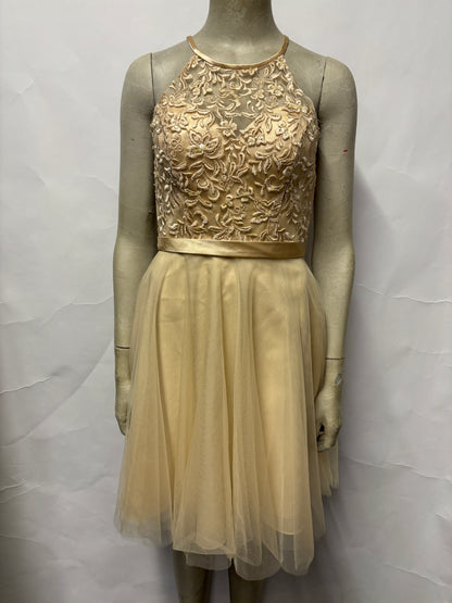 Morilee Madeline Gardner Gold and Beige Halterneck Occasion Dress 6