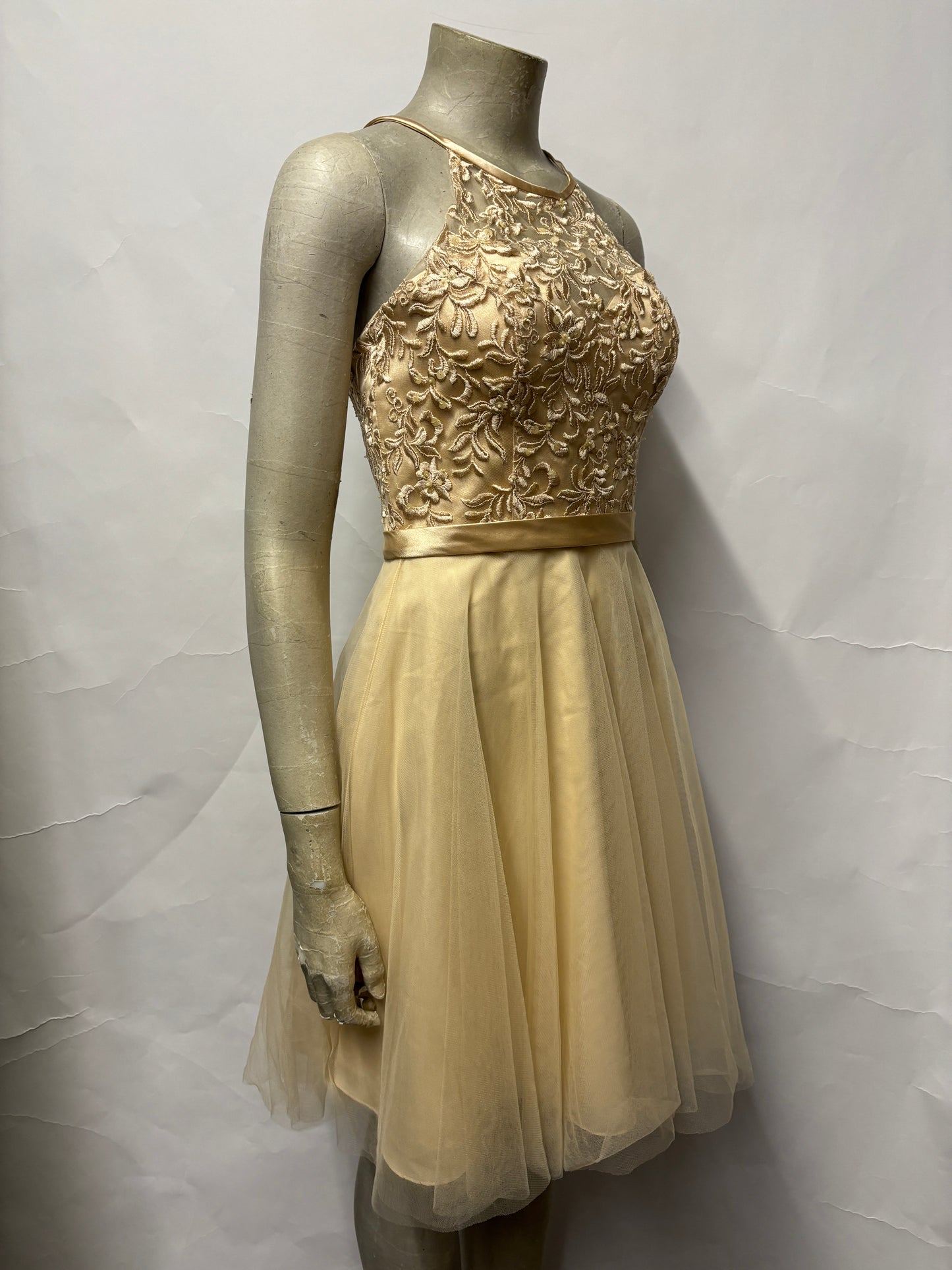 Morilee Madeline Gardner Gold and Beige Halterneck Occasion Dress 6