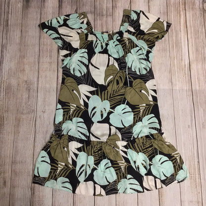 Mos Mosh Green & Black Leaf Print Daryna Arum Dress Size M