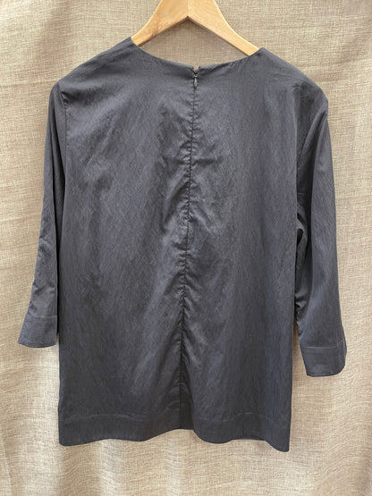 Cos Black Ruched Detail 3/4 Sleeve Top EUR 40 Medium