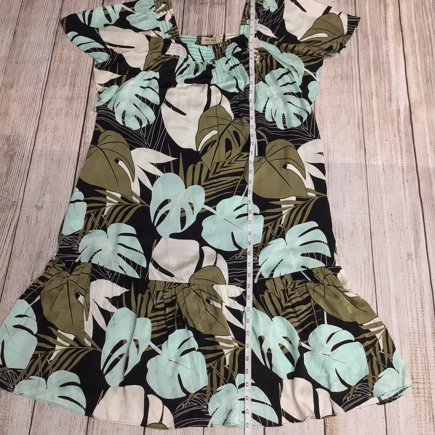 Mos Mosh Green & Black Leaf Print Daryna Arum Dress Size M