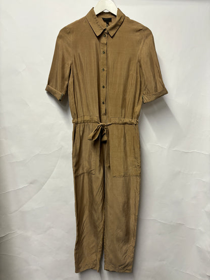 Topshop Beige Satin Cargo Jumpsuit 10