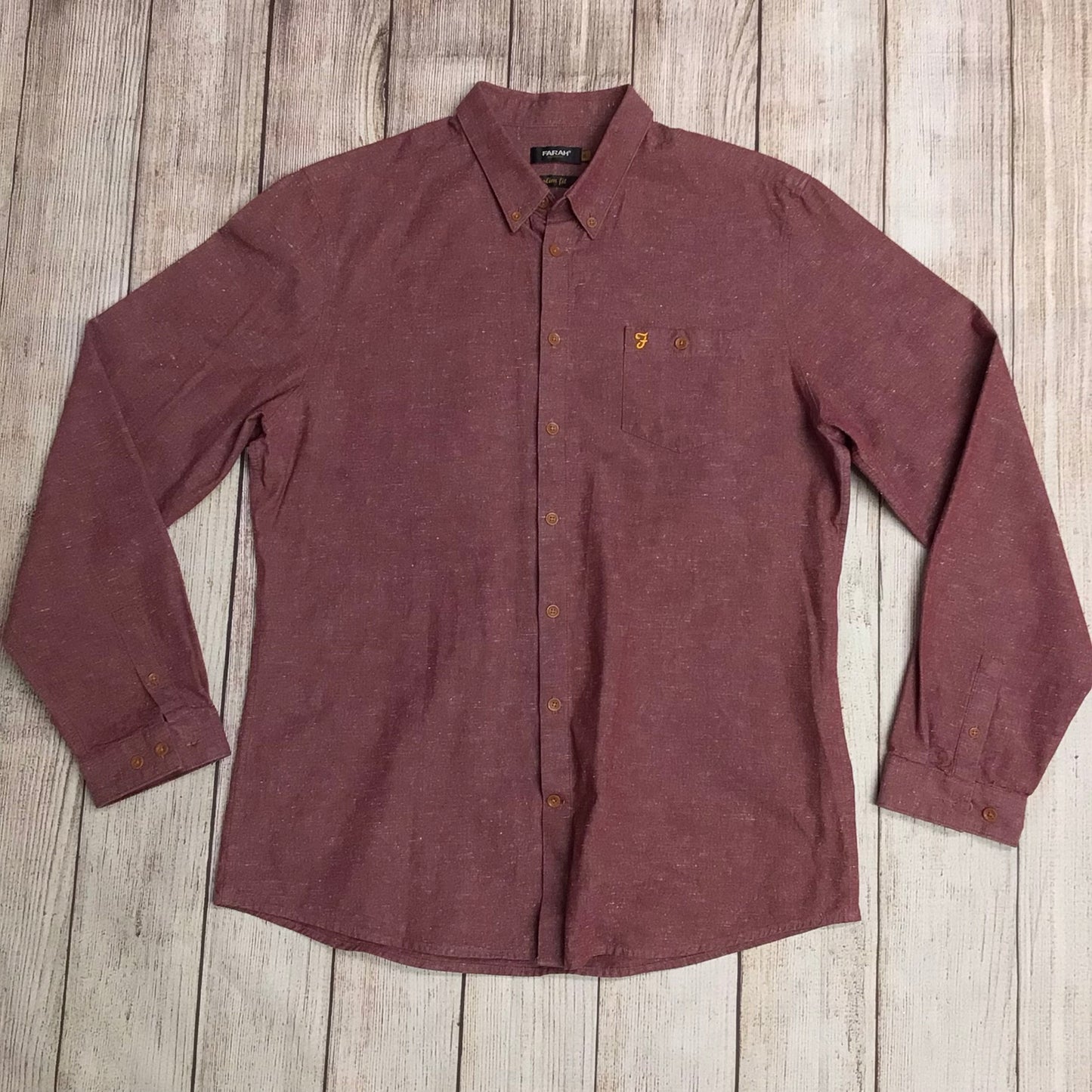 Farah Pink Marl Slim Fit Long Sleeve Shirt Size XL