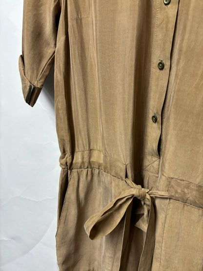 Topshop Beige Satin Cargo Jumpsuit 10