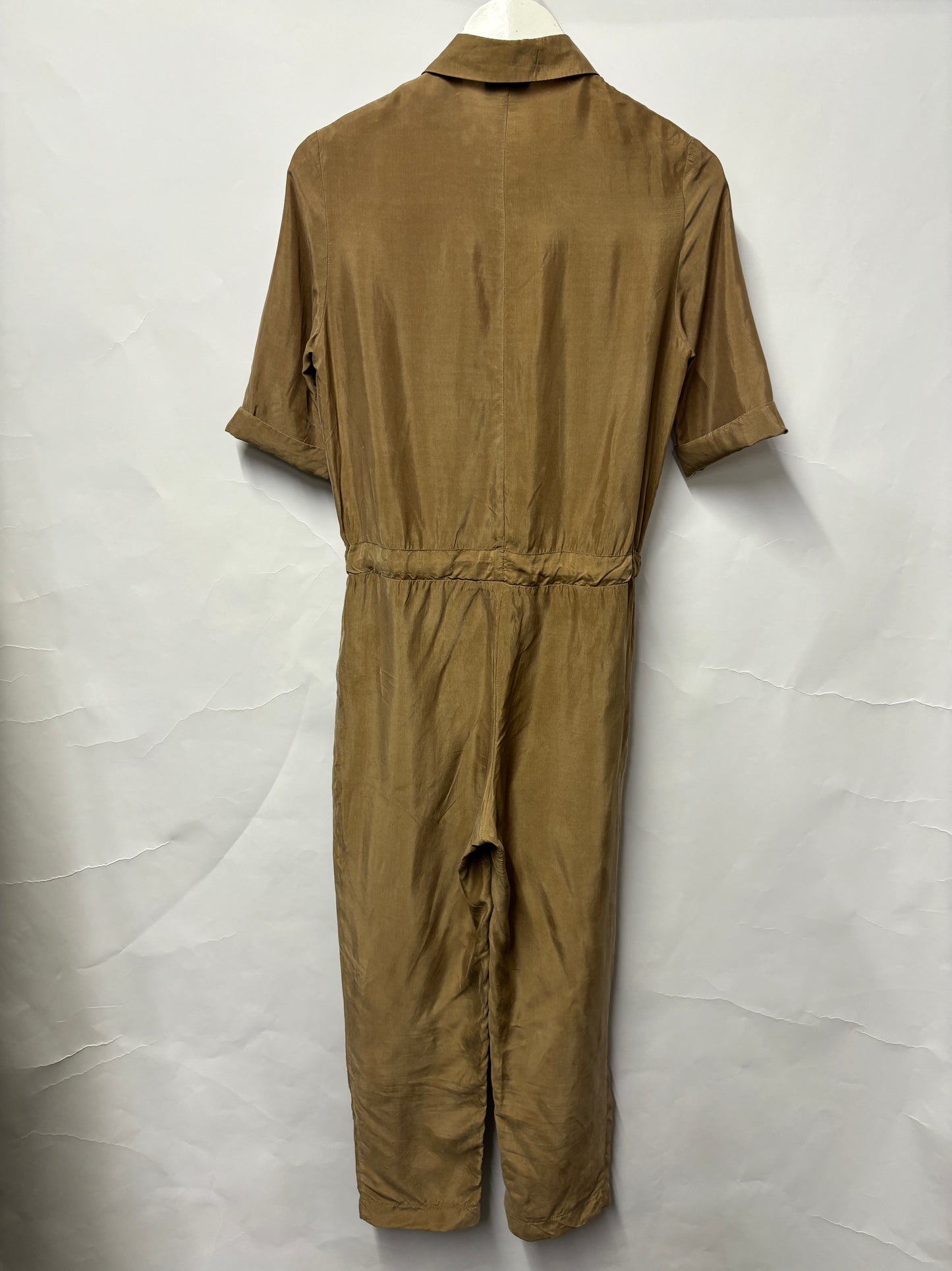 Topshop Beige Satin Cargo Jumpsuit 10