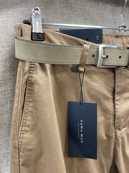 Zara New with Tags Tan Brown Skinny Trousers with Belt EUR 40