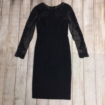 Karen Millen Black Embroidered Sleeve Dress Size 10 (approx)