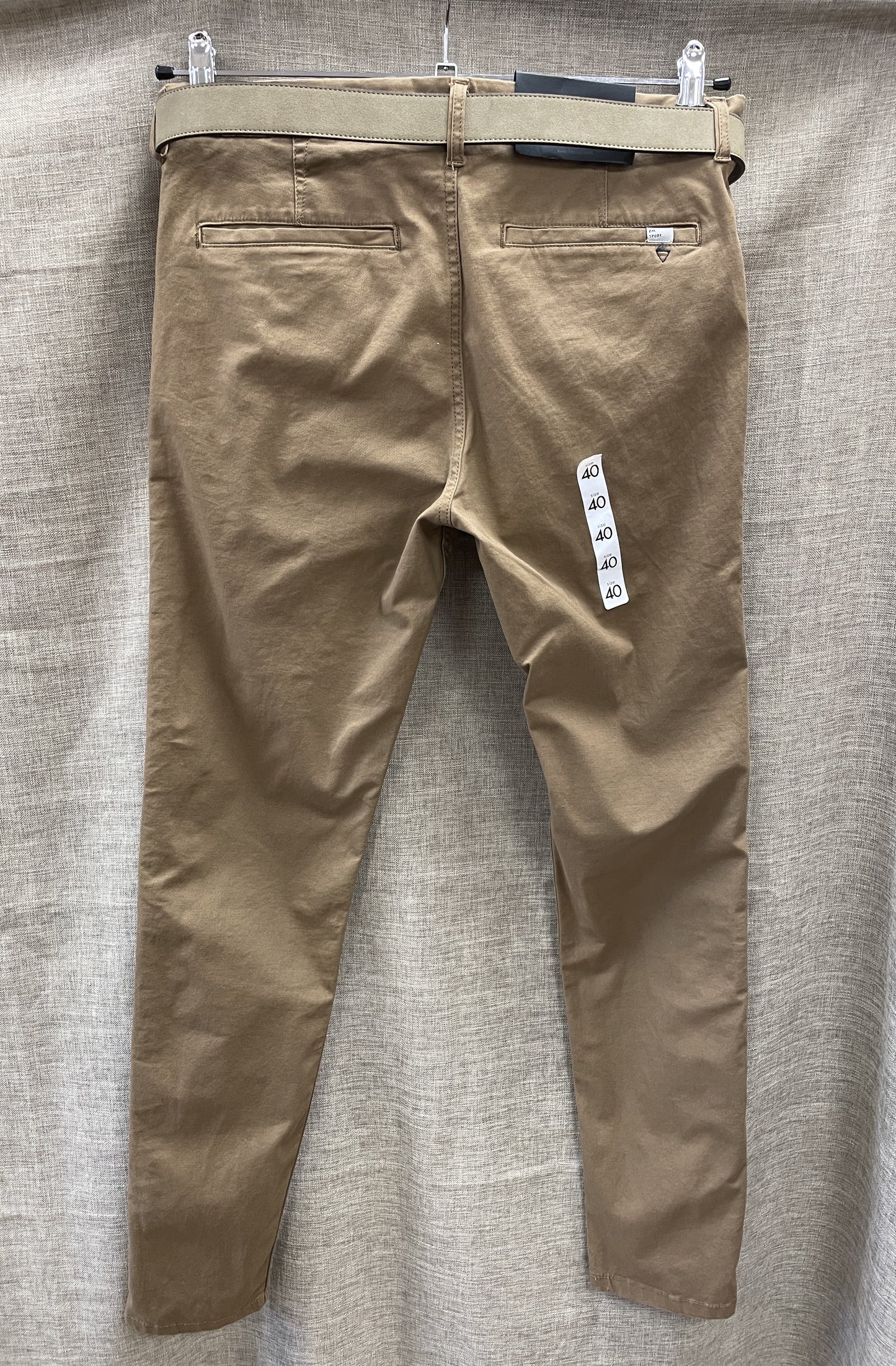 Zara New with Tags Tan Brown Skinny Trousers with Belt EUR 40