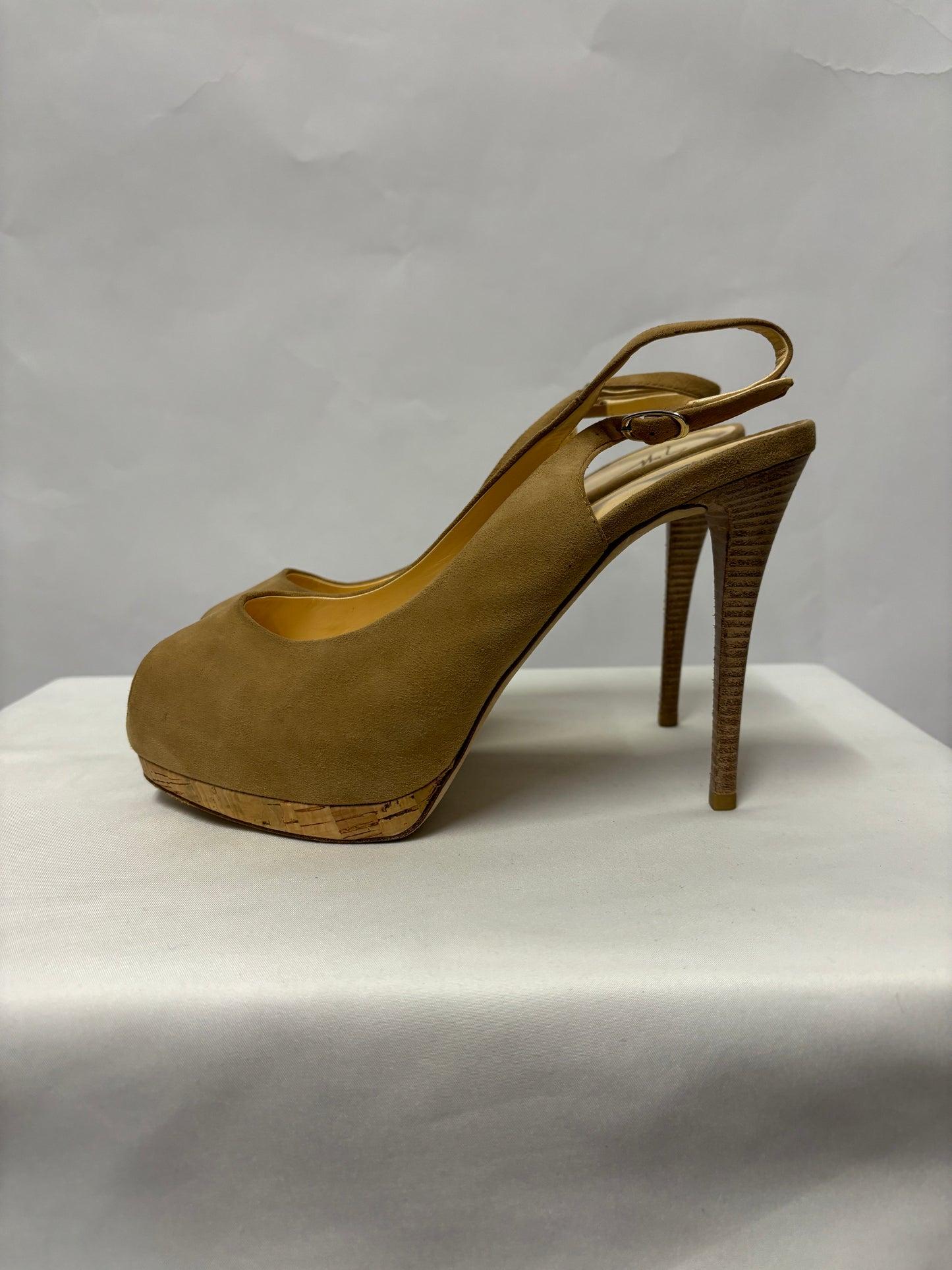 Giuseppe Zanotti Beige Cork Platform Peeptoe Shoes 5.5