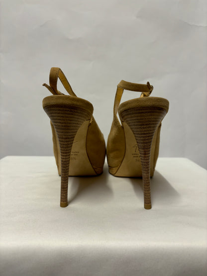 Giuseppe Zanotti Beige Cork Platform Peeptoe Shoes 5.5