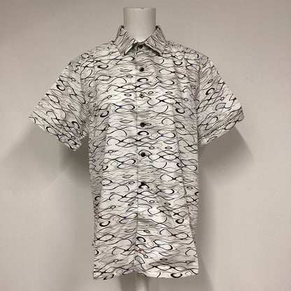 Robert Graham White Black Swirl Print 100% Cotton Shirt Size L