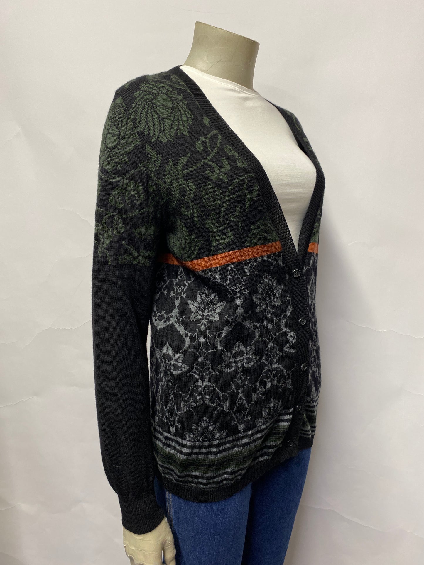 Clover Canyon Green and Black Patterned Cardigan Small