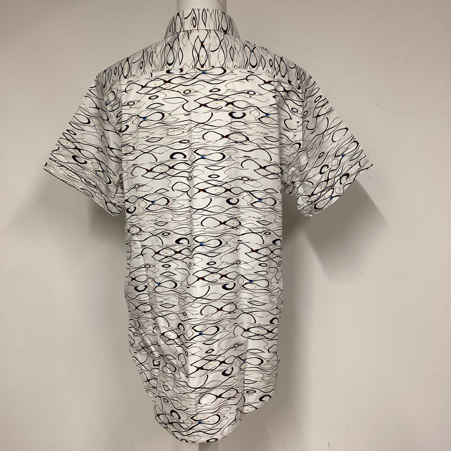 Robert Graham White Black Swirl Print 100% Cotton Shirt Size L