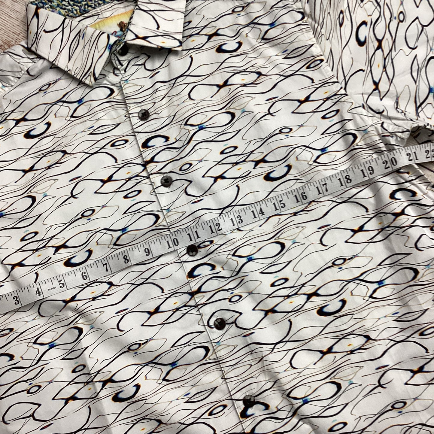 Robert Graham White Black Swirl Print 100% Cotton Shirt Size L