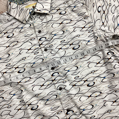 Robert Graham White Black Swirl Print 100% Cotton Shirt Size L