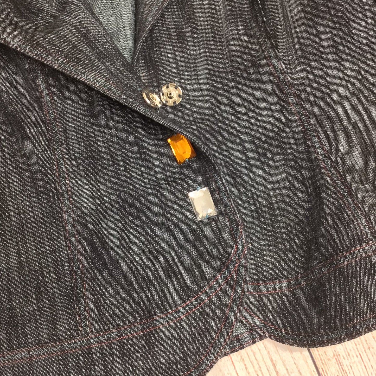 Aria Dark Grey Blazer Jacket w/Jewelled Popper Buttons Size 12