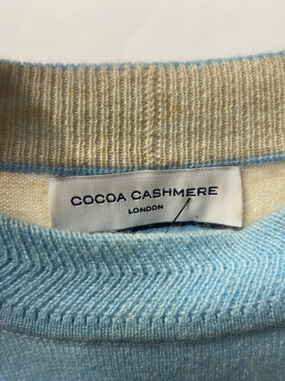 Cocoa Cashmere Blue and Cream Cashmere Jumper XL