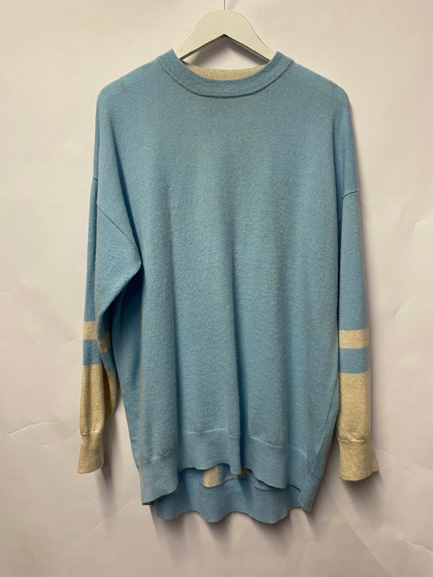 Cocoa Cashmere Blue and Cream Cashmere Jumper XL