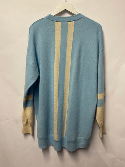 Cocoa Cashmere Blue and Cream Cashmere Jumper XL