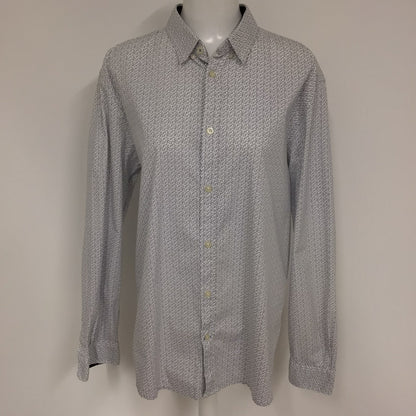 Tom Tailor Blue & White Patterned Shirt Regular Stretch Size XL