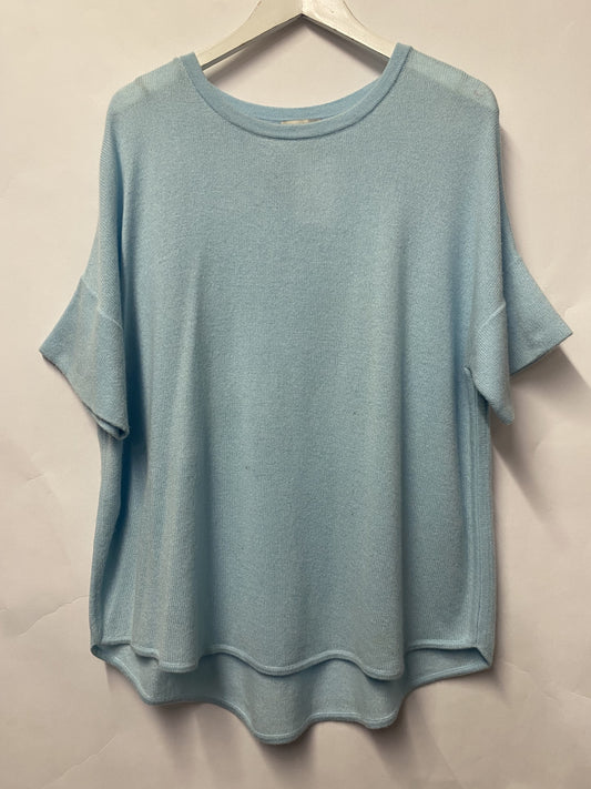 Kinross Light Blue Cashmere Short Sleeve Jumper XL