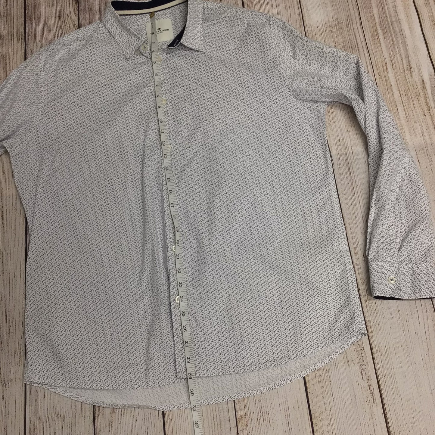 Tom Tailor Blue & White Patterned Shirt Regular Stretch Size XL