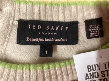 Ted Baker Pink Tones Wool Mix Patterned Jumper Size 1 UK 8