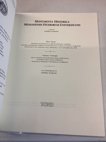 Monumenta Historica Messanensis Studiorum Universitatis 2 Volumes