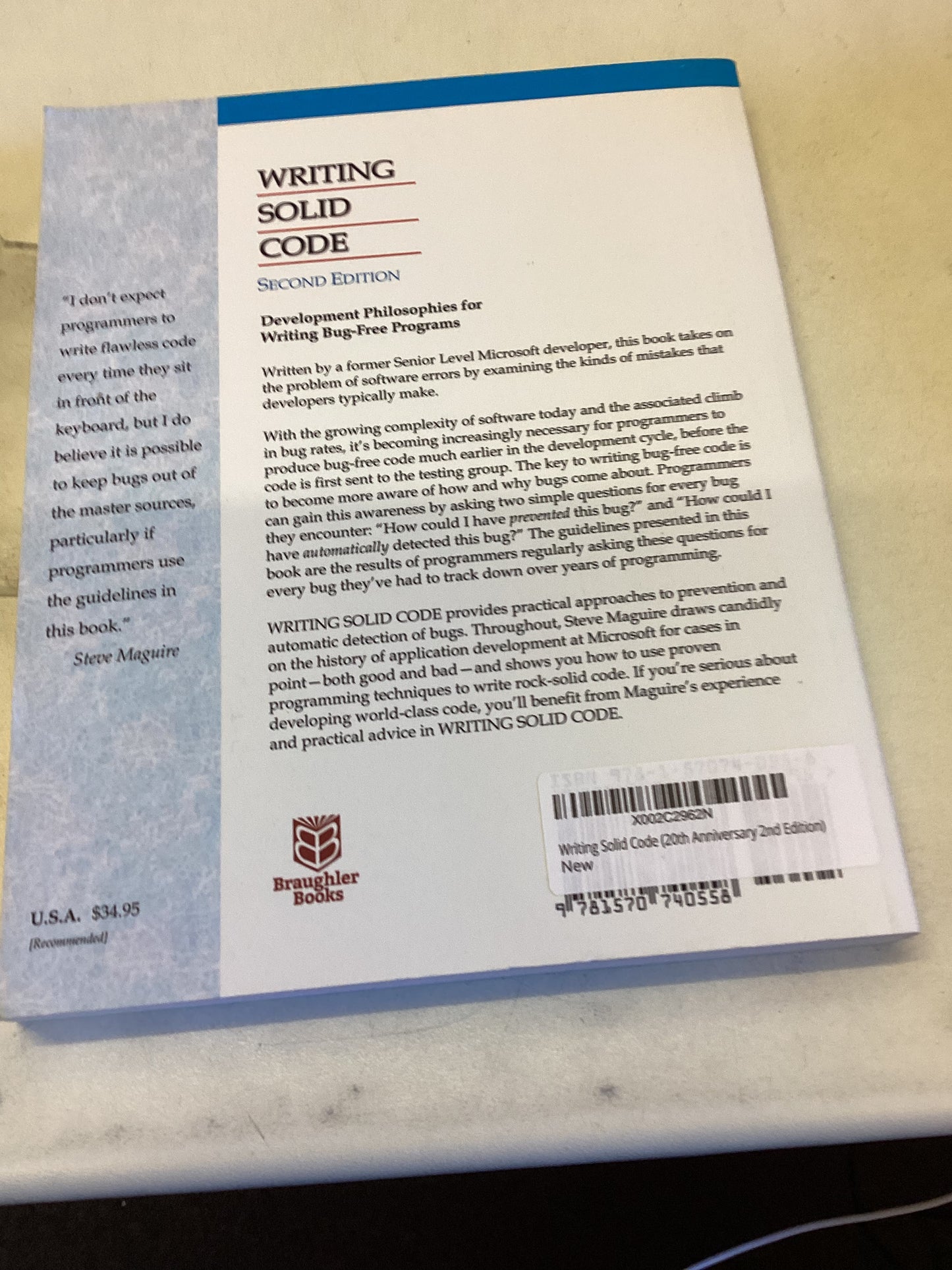Writing Solid Code Second Edition Steve Maguire Foreword By Dave Moore