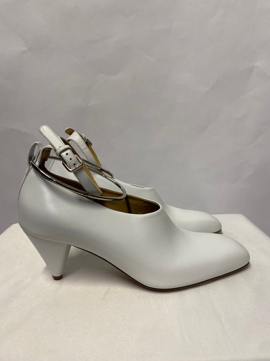 Jil Sander White Ankle Strap Leather Pumps 6/38