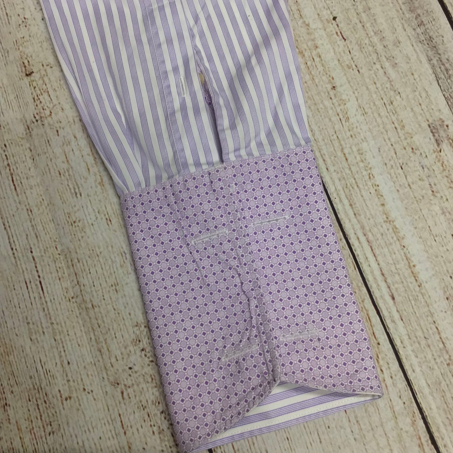 Ted Baker Endurance Purple & White Striped Shirt 100% Cotton Size 16