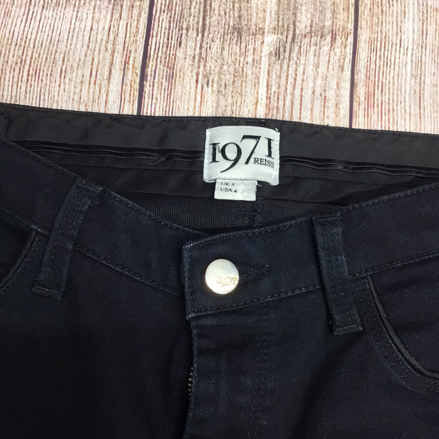 Reiss 1971 Navy Blue Grace Jeans w/Zip Detail Size S