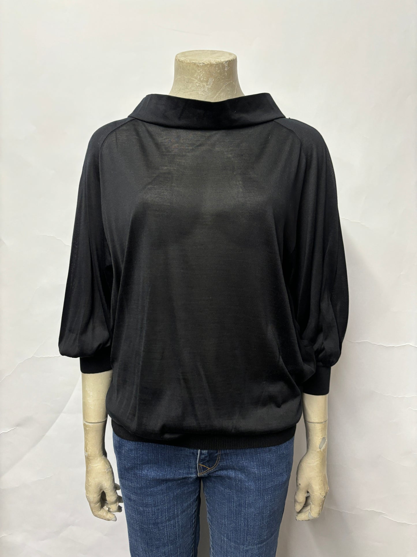 Gambattista Valli Black Silk Draped Top Medium