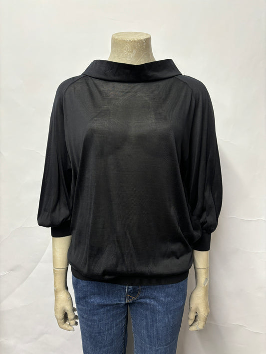 Gambattista Valli Black Silk Draped Top Medium