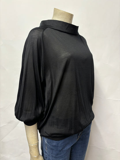 Gambattista Valli Black Silk Draped Top Medium