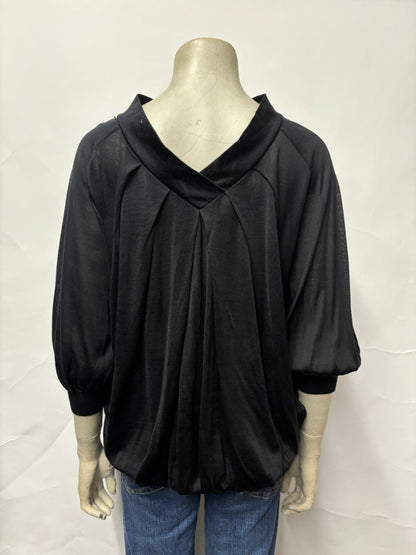 Gambattista Valli Black Silk Draped Top Medium